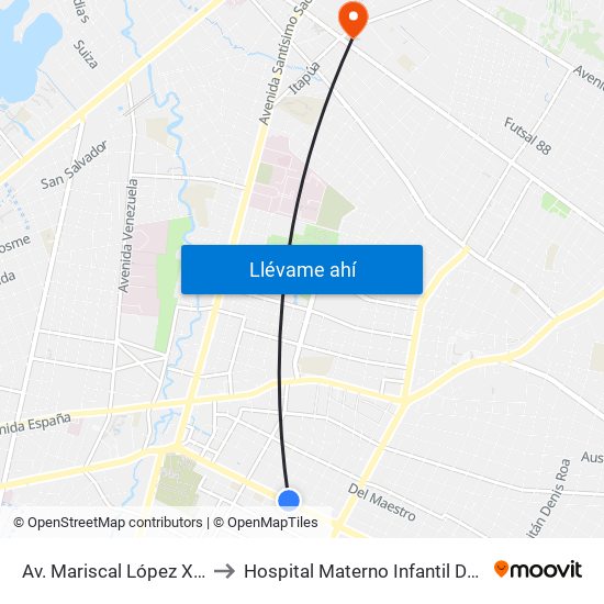 Av. Mariscal López X Bulnes to Hospital Materno Infantil De Trinidad map