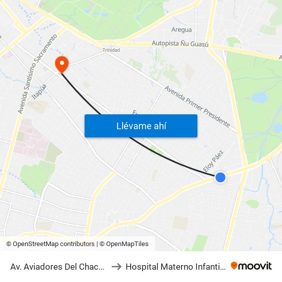 Av. Aviadores Del Chaco X Martínez to Hospital Materno Infantil De Trinidad map