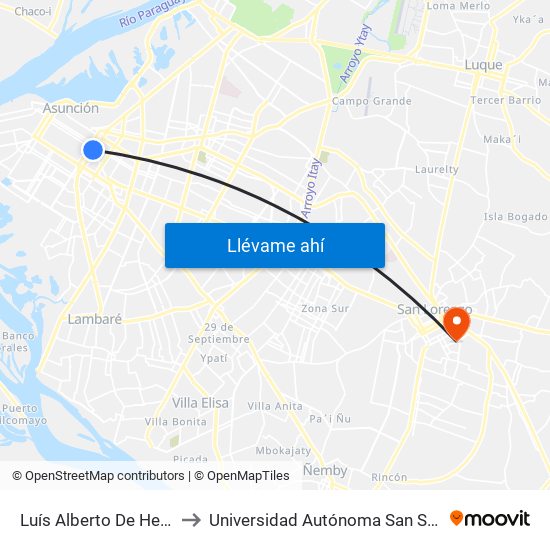 Luís Alberto De Herrera, 1095 to Universidad Autónoma San Sebastián - UASS map