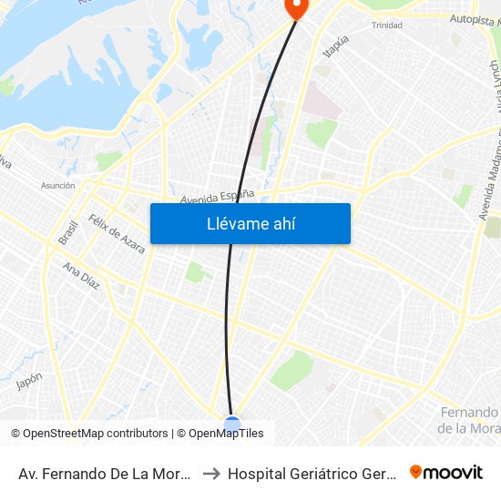 Av. Fernando De La Mora X Av. Argentina to Hospital Geriátrico Gerardo Buogermini map