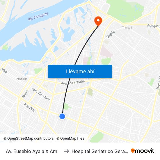 Av. Eusebio Ayala X Amancio González to Hospital Geriátrico Gerardo Buogermini map