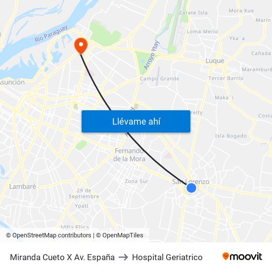 Miranda Cueto X Av. España to Hospital Geriatrico map