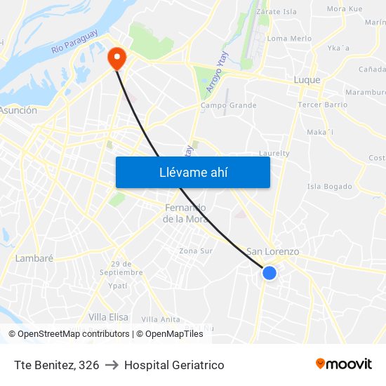 Tte Benitez, 326 to Hospital Geriatrico map