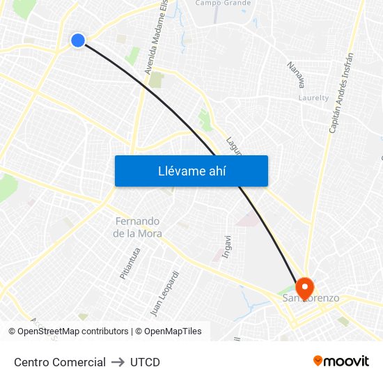 Centro Comercial to UTCD map