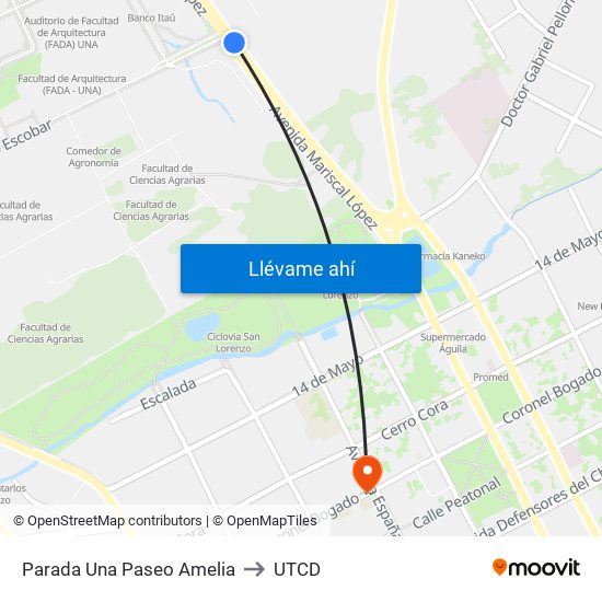 Parada Una Paseo Amelia to UTCD map