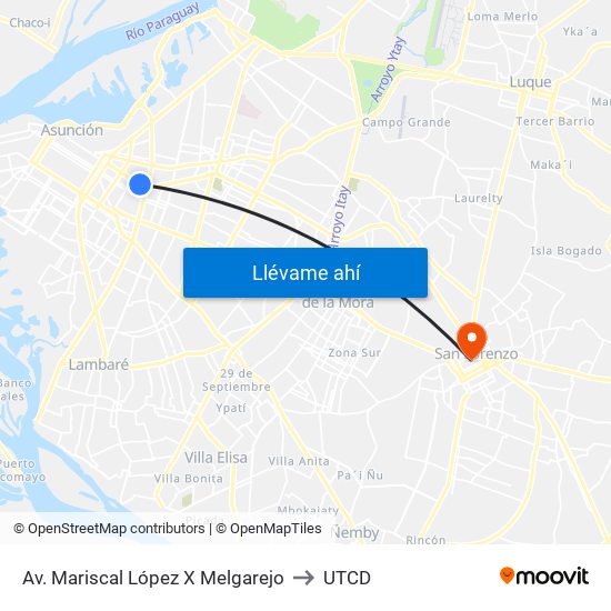 Av. Mariscal López X Melgarejo to UTCD map
