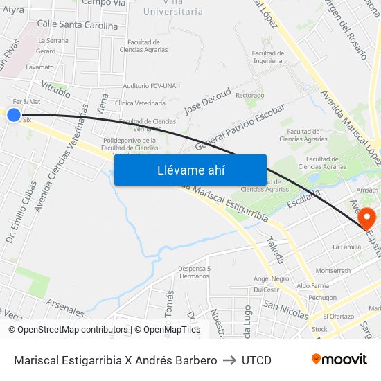 Mariscal Estigarribia X Andrés Barbero to UTCD map