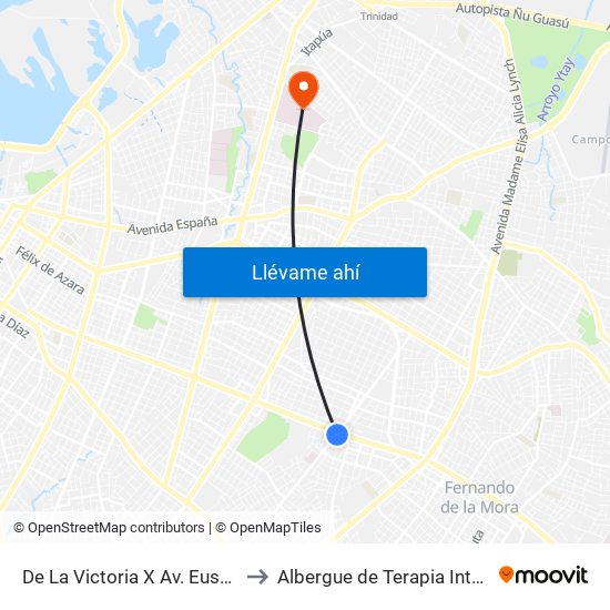 De La Victoria X Av. Eusebio Ayala to Albergue de Terapia Intensiva IPS map