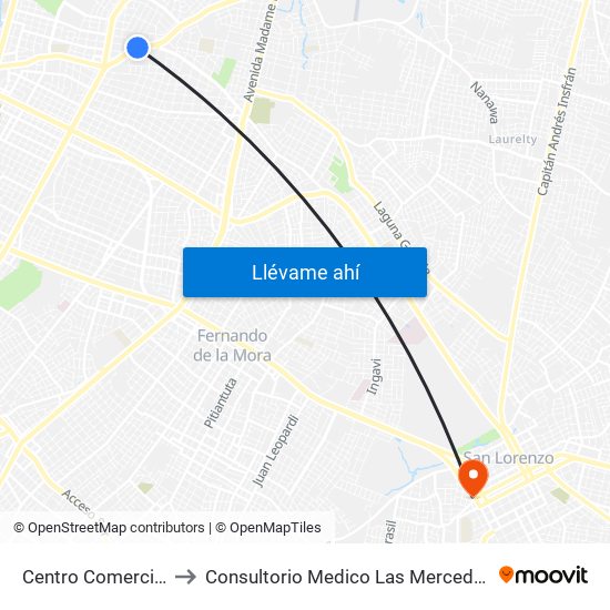 Centro Comercial to Consultorio Medico Las Mercedes map