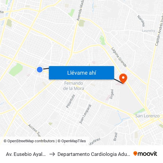 Av. Eusebio Ayala X Félix Lopéz to Departamento Cardiologia Adulto - Hospital De Clinicas map