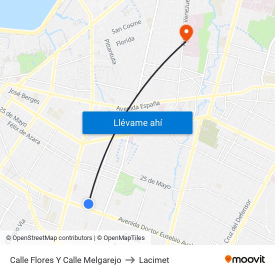 Calle Flores Y Calle Melgarejo to Lacimet map