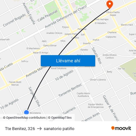 Tte Benitez, 326 to sanatorio patiño map