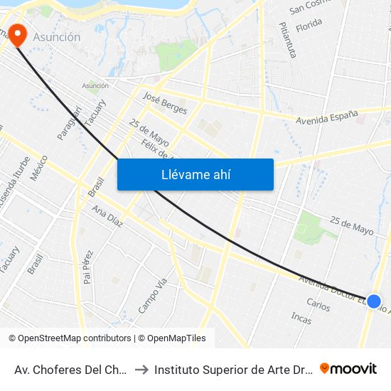 Av. Choferes Del Chaco X Av. Eusebio Ayala to Instituto Superior de Arte Dra. Olga Blinder (ISA, FADA, UNA) map