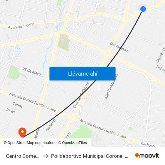 Centro Comercial to Polideportivo Municipal Coronel Martinez map