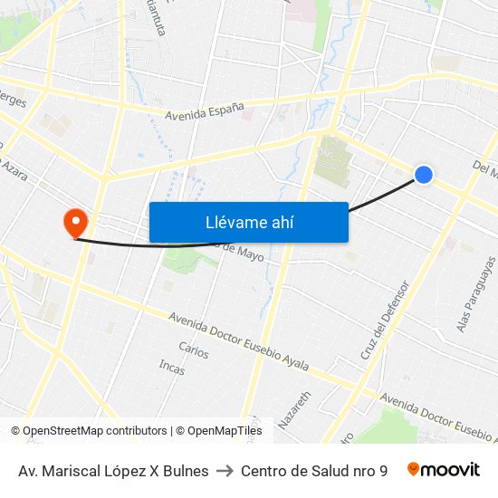Av. Mariscal López X Bulnes to Centro de Salud nro 9 map