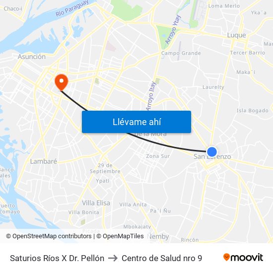 Saturios Ríos X Dr. Pellón to Centro de Salud nro 9 map