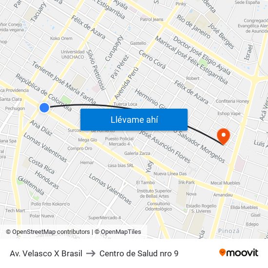 Av. Velasco X Brasil to Centro de Salud nro 9 map