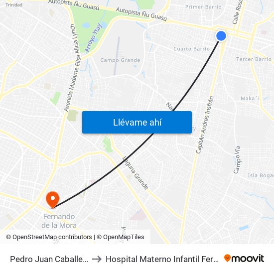 Pedro Juan Caballero X Herrera to Hospital Materno Infantil Fernando de la Mora map