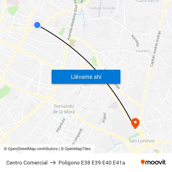 Centro Comercial to Poligono E38 E39 E40 E41a map