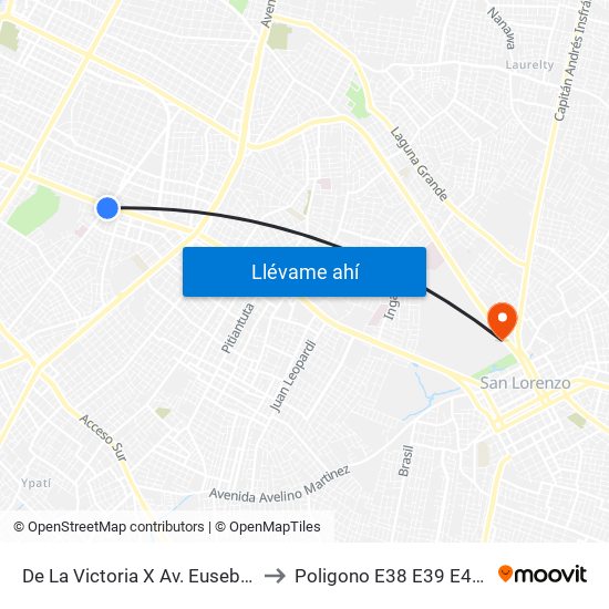 De La Victoria X Av. Eusebio Ayala to Poligono E38 E39 E40 E41a map