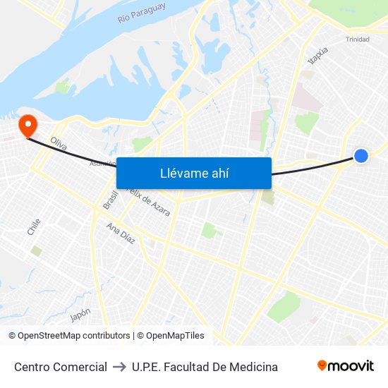 Centro Comercial to U.P.E. Facultad De Medicina map