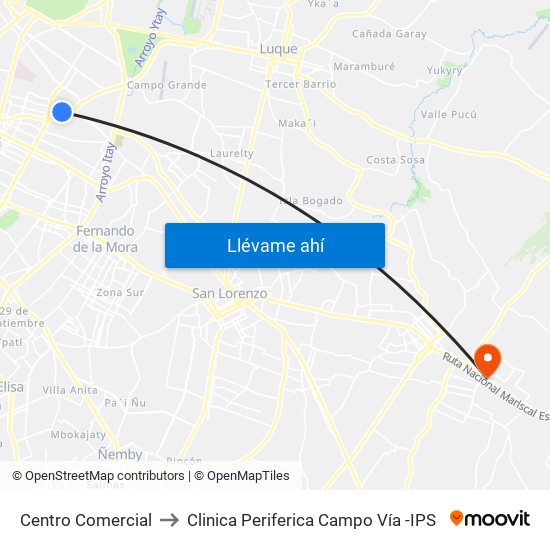 Centro Comercial to Clinica Periferica Campo Vía -IPS map