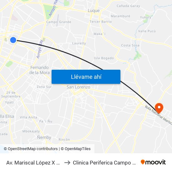 Av. Mariscal López X Bulnes to Clinica Periferica Campo Vía -IPS map