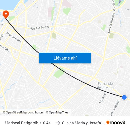Mariscal Estigarribia X Atilio Galfre to Clinica Maria y Josefa Barbero map