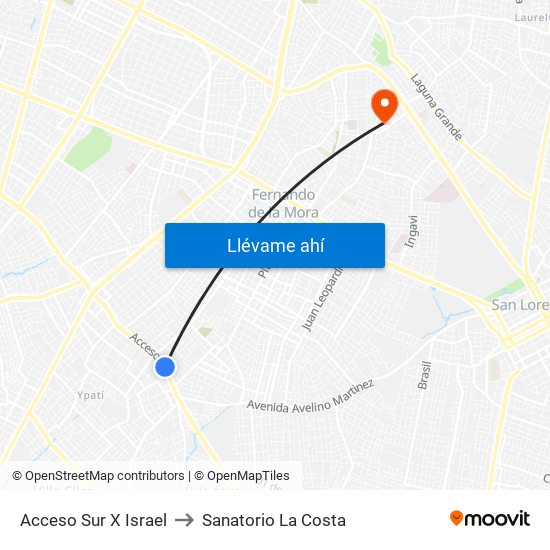 Acceso Sur X Israel to Sanatorio La Costa map