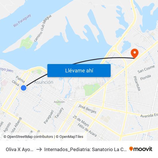Oliva X Ayolas to Internados_Pediatria: Sanatorio La Costa map