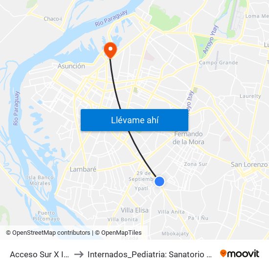 Acceso Sur X Israel to Internados_Pediatria: Sanatorio La Costa map