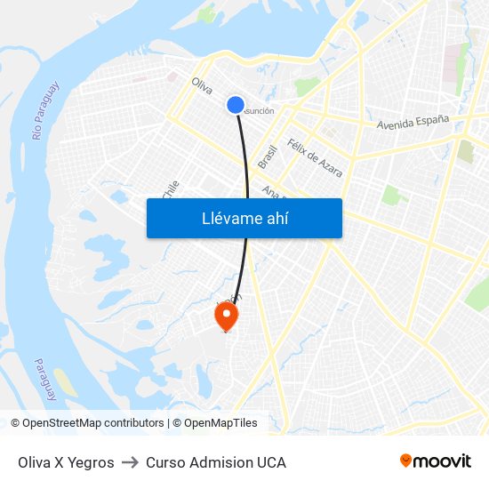Oliva X Yegros to Curso Admision UCA map
