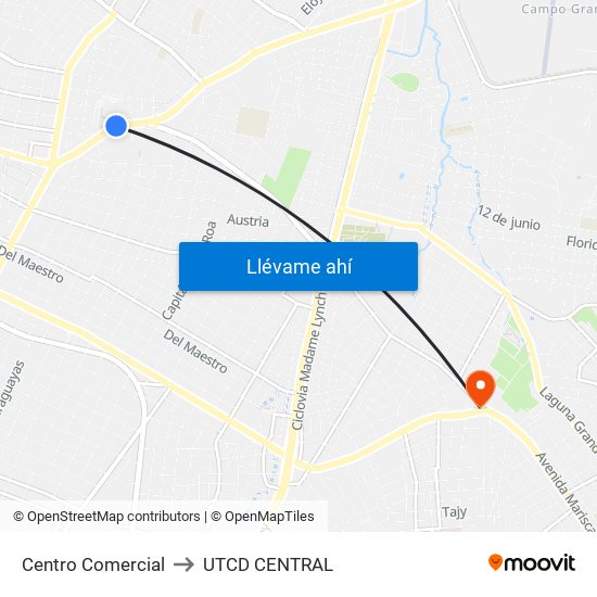 Centro Comercial to UTCD CENTRAL map