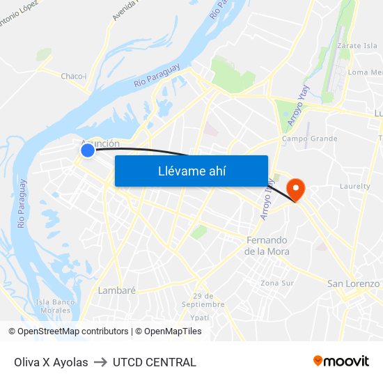 Oliva X Ayolas to UTCD CENTRAL map