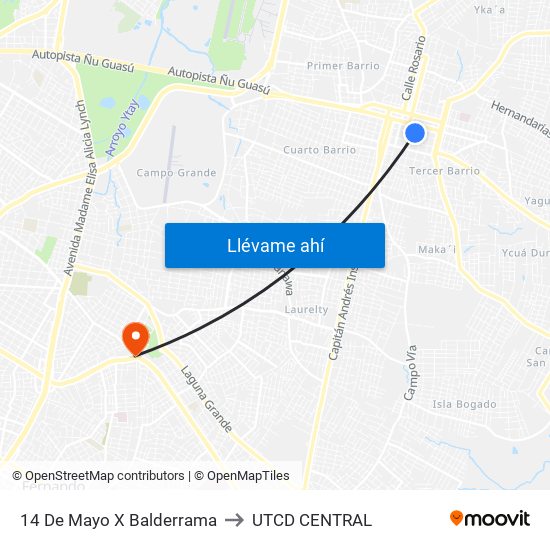 14 De Mayo X Balderrama to UTCD CENTRAL map