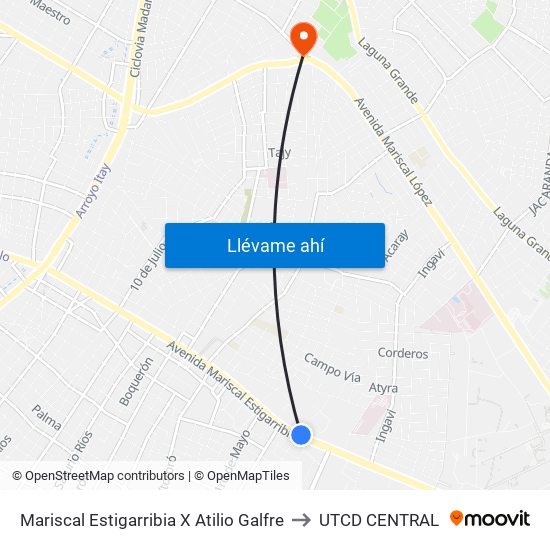 Mariscal Estigarribia X Atilio Galfre to UTCD CENTRAL map