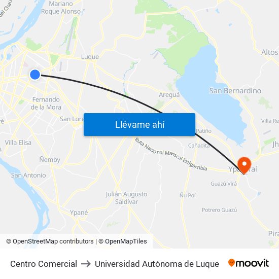 Centro Comercial to Universidad Autónoma de Luque map