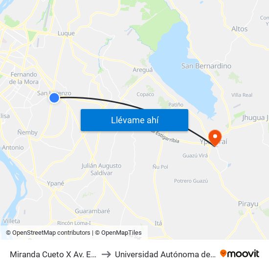 Miranda Cueto X Av. España to Universidad Autónoma de Luque map