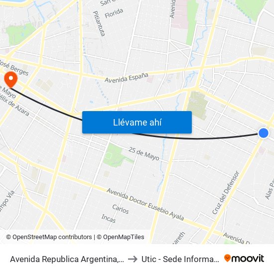 Avenida Republica Argentina, 201 to Utic - Sede Informatica map