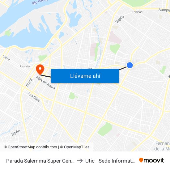 Parada Salemma Super Center to Utic - Sede Informatica map