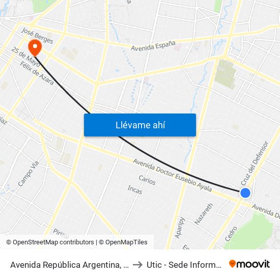 Avenida República Argentina, 1864 to Utic - Sede Informatica map