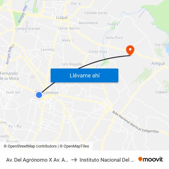 Av. Del Agrónomo X Av. Avelino Martínez to Instituto Nacional Del Cancer aregua map