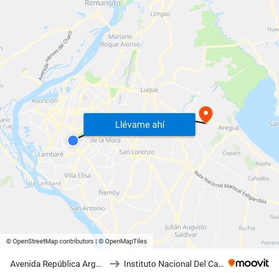Avenida República Argentina, 3016 to Instituto Nacional Del Cancer aregua map