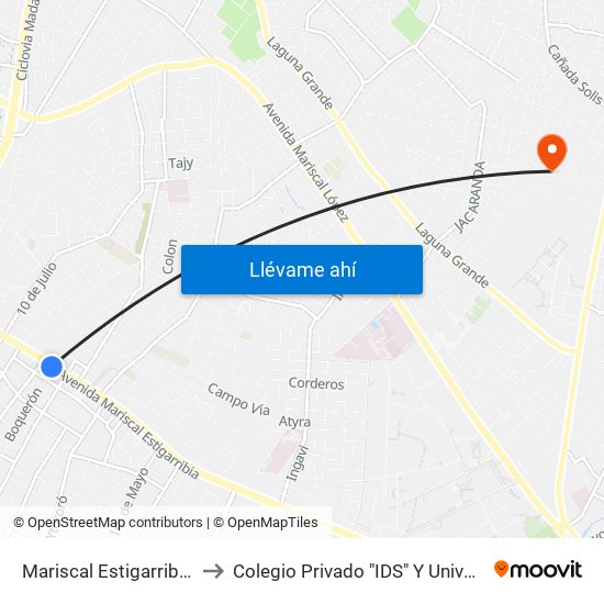 Mariscal Estigarribia X Boquerón to Colegio Privado "IDS" Y Universidad San Lorenzo map