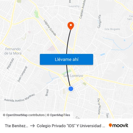 Tte Benitez, 326 to Colegio Privado "IDS" Y Universidad San Lorenzo map