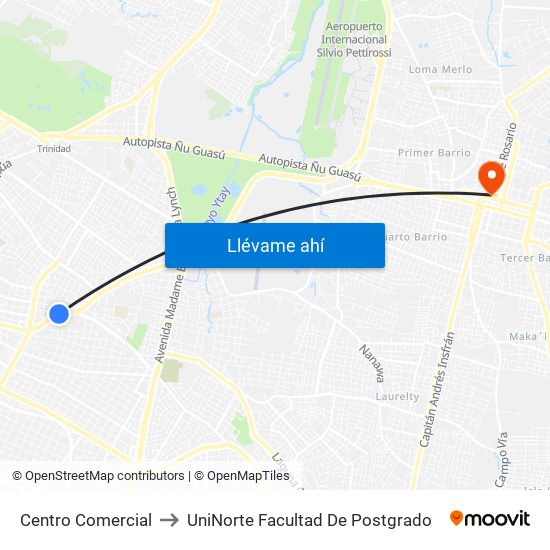 Centro Comercial to UniNorte Facultad De Postgrado map