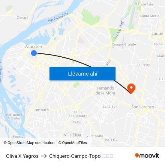 Oliva X Yegros to Chiquero-Campo-Topo 🐷🔨📝 map