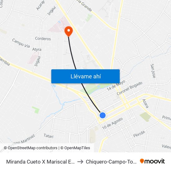 Miranda Cueto X Mariscal Estigarribia to Chiquero-Campo-Topo 🐷🔨📝 map