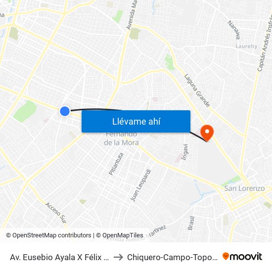 Av. Eusebio Ayala X Félix Lopéz to Chiquero-Campo-Topo 🐷🔨📝 map