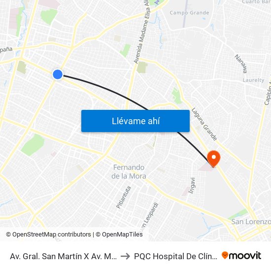 Av. Gral. San Martín X Av. Mcal. López to PQC Hospital De Clínicas S.L. map